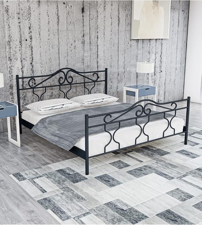 Gm 301 Gold Double Metal Bed Black 140x190