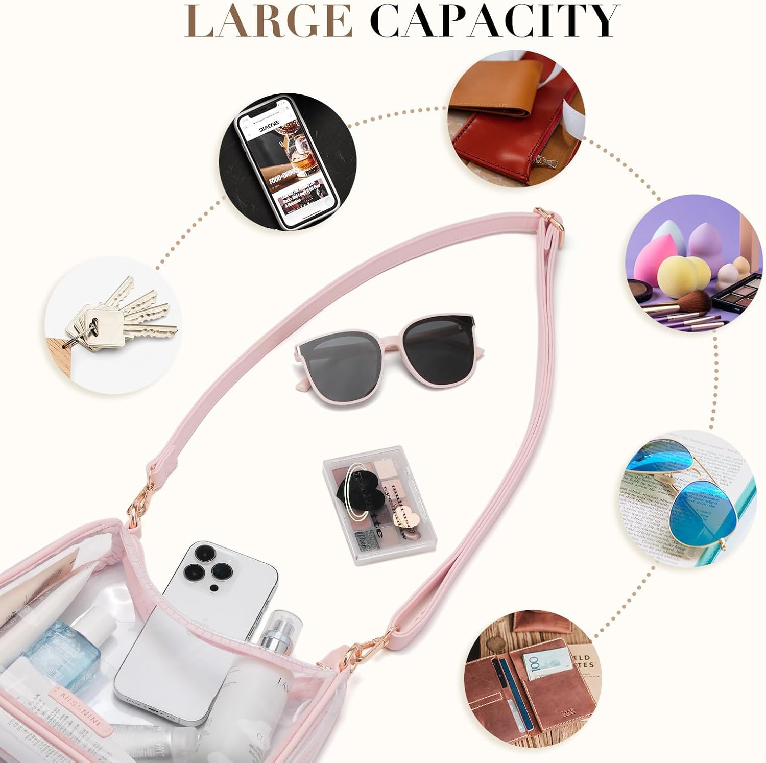 Missnine Clear Bag for Stadium Approved, Clear Crossbody Purse for Women Transparent Concert Handbag for Sport Stadium Events - Image 3