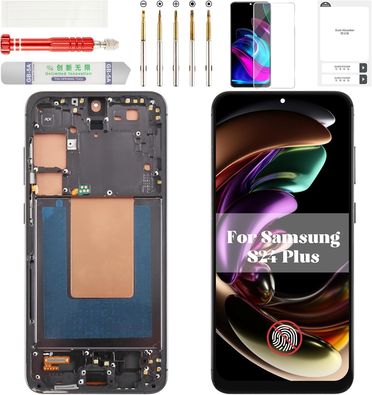 TFT for Samsung S24 Plus Screen for Samsung S24 Plus LCD Display for Galaxy SM-S926B Digitizer Touch Assembly with Frame SM-S926U SM-S926W SM-S926N SM-S926E Black (Without Fingerprint Function)