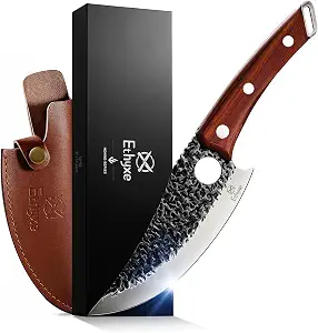 Viking Chef Knife with Leather Sheath - Japanese Kitchen Knife for Meat and Multi-Purpose Use