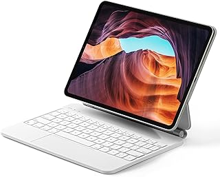 𝐄𝐒𝐒𝐀𝐆𝐄𝐑 Keyboard Case for iPad 10th, Pro 11 Inch 4/3/2/1, iPad Air 5/4/3, Backlit 7 Color, Multi-touch Trackpad, Magic-Stand Magnetic iPad Case with Keyboard for iPad Pro 11" Air 10.9"(White)