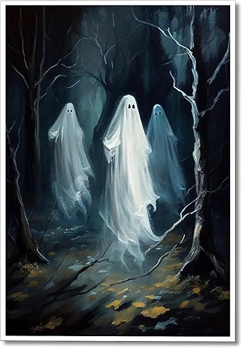 Wodkodnxy Lienzo decorativo para pared de fantasmas de Halloween, póster con estampado de fantasmas espeluznantes del bosque, Academia oscura,