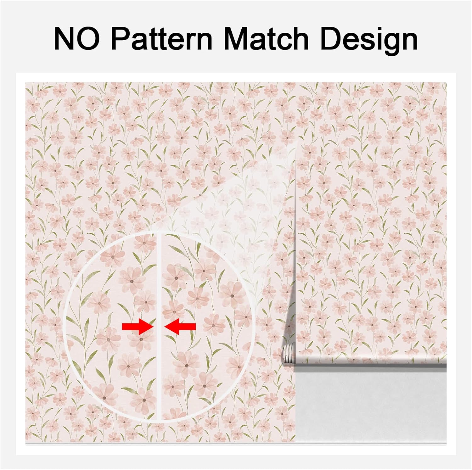 JiffDiff Floral Wallpaper Peel and Stick Pink Daisy Wall Paper Summer Flowers Nursey Room Self Adhesive Contact Paper Stick on Wall Decor (17.3" x 800")
