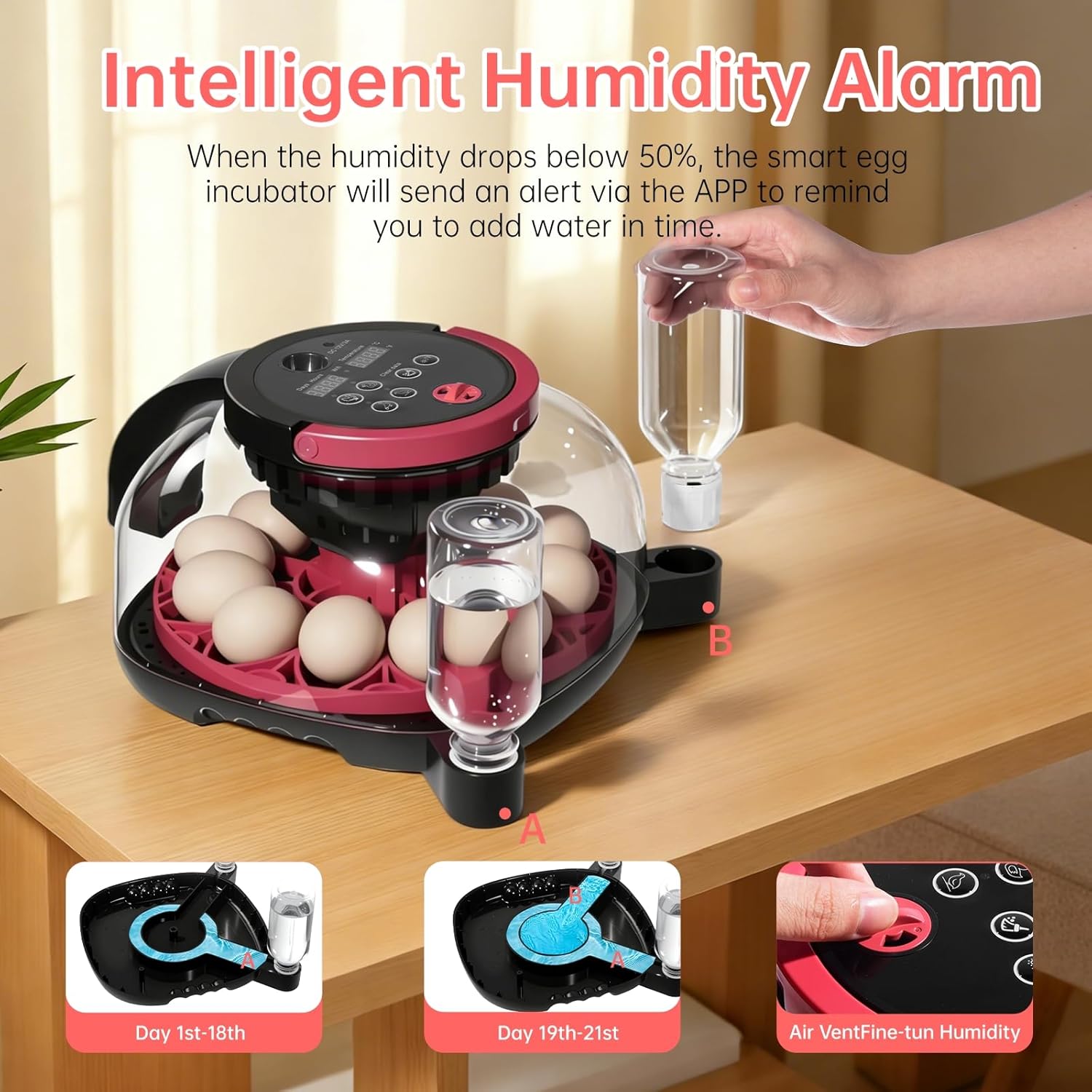 Smart Egg Incubator with 1080P HD Night Vision Camera - Automatic Egg Turning & Humidity Control, 360° Visibility Incubators for Hatching Eggs, Compatible with Chicken, Duck, Quail, Pigeon Eggs