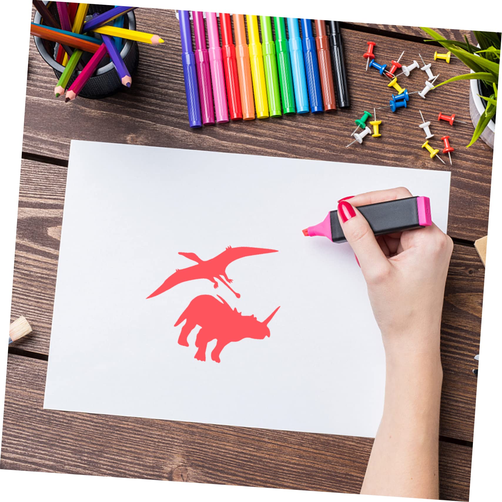 Plantillas de Dinosaurios Reutilizables para Pintura, 10 Piezas