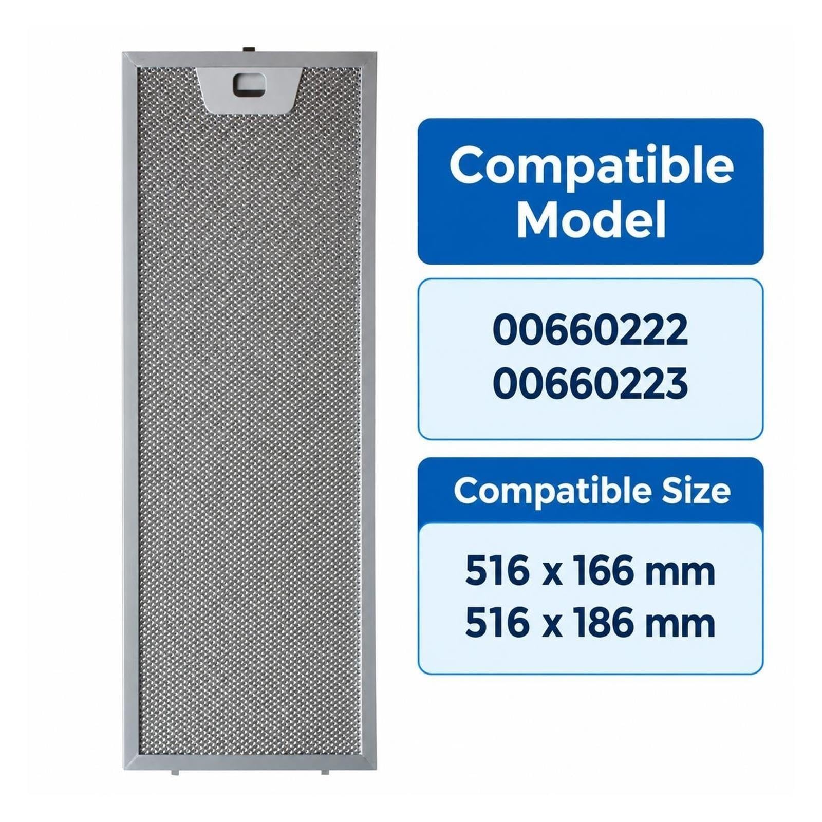 Filtro Grasa Campana 00660222 00660223 Aluminio 516x166/516x186mm