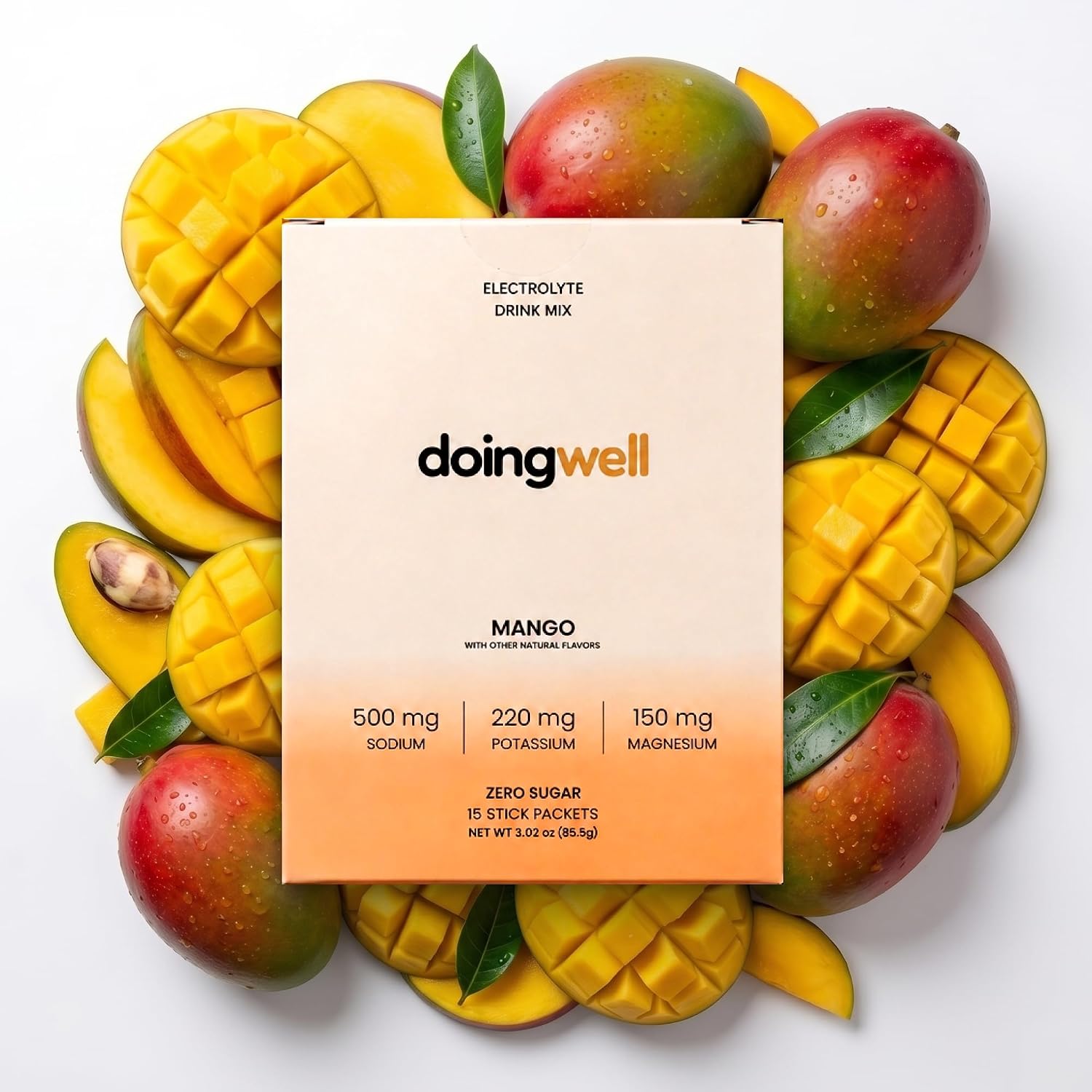 doingwell Electrolytes Without Stevia | Organic Mango | 15 Powder Sticks