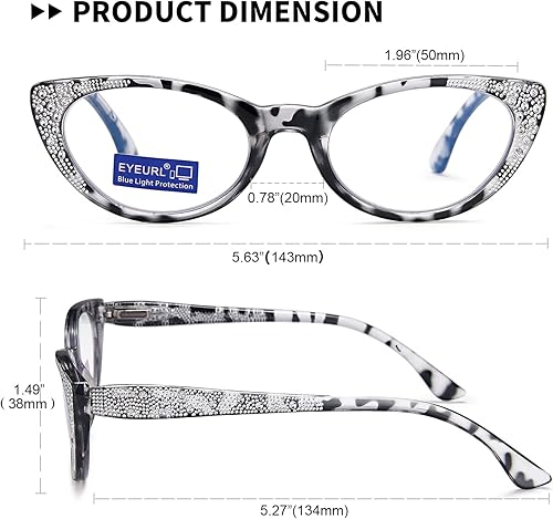 Miniatura 3 de EYEURL Gafas de lectura de ojo de gato para mujer, bloqueo de luz azul, paquete de 4 unidades, para lectura de computadora, bisagra de resorte de