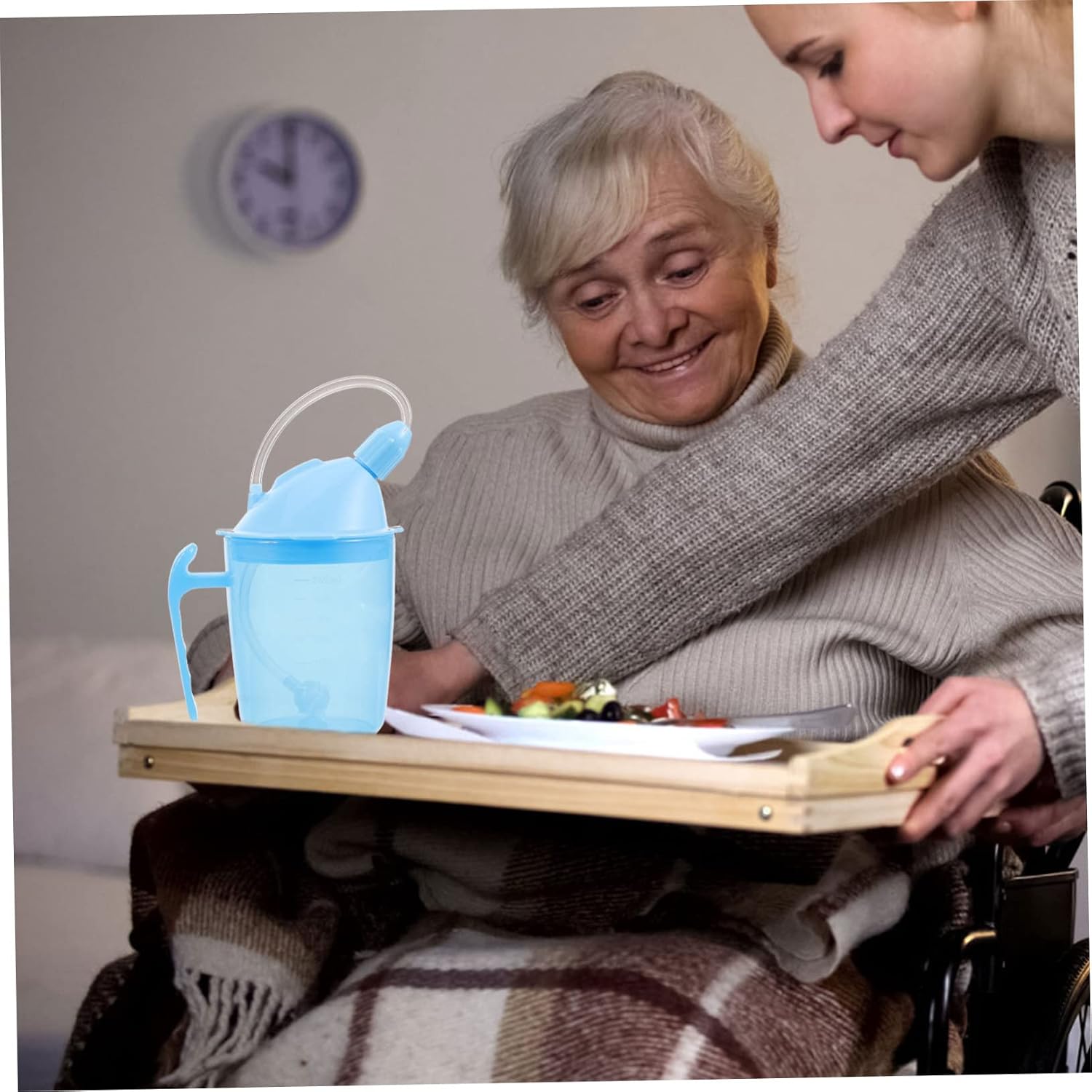 SECFOU Multi-use Straw Cup for Elderly Hospital Cup Lid for Disabled Patients