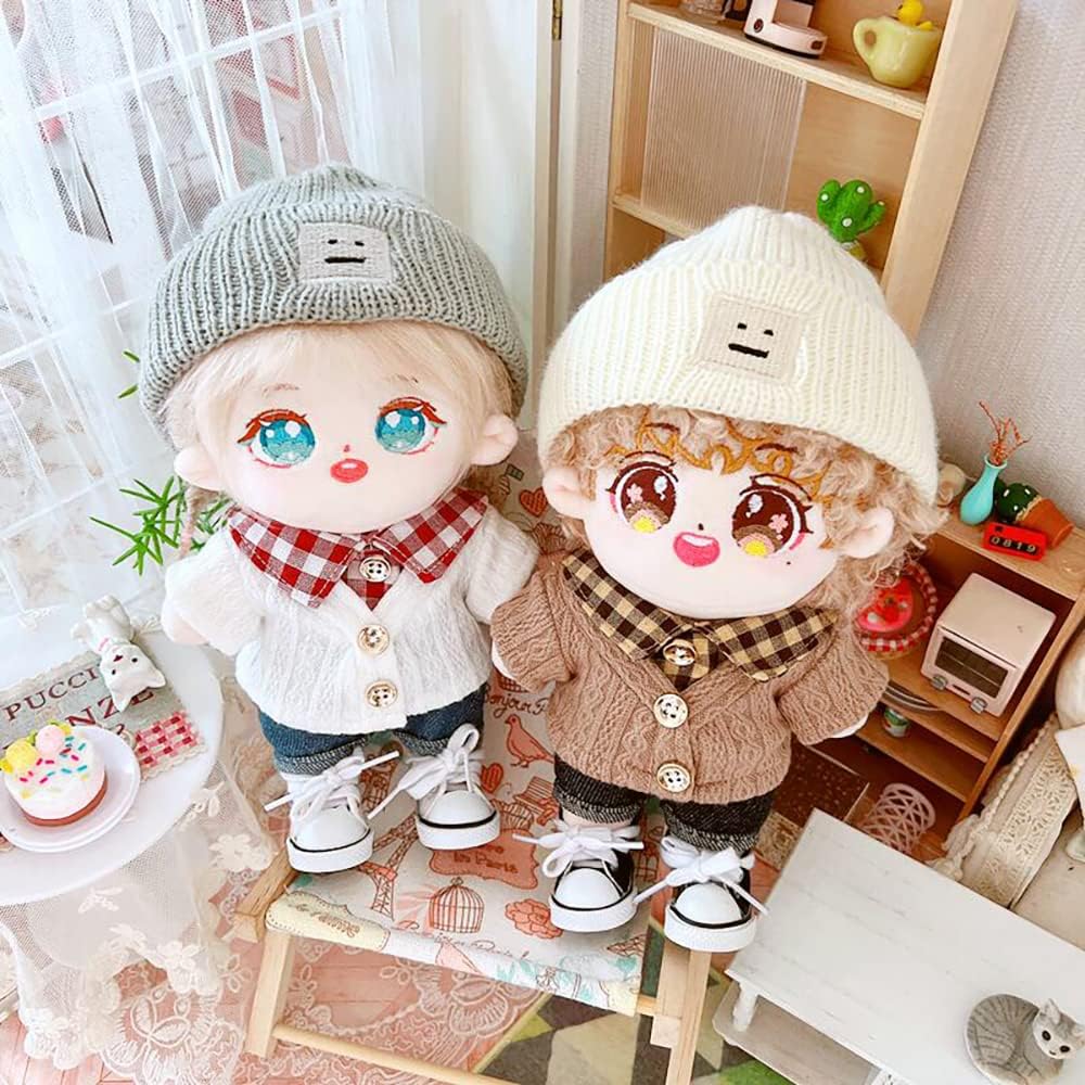niannyyhouse 20cm Plush Doll Clothes Set, 8 Inch, 2 Outfits with Mailman and Sweater Sets, Dress Up Accessories