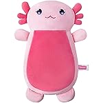 Microwave Heating Pad for Pain Relief, 13 x 10 Microwavable Heating Pads for Cramps, Back Pain, Neck Shoulder, Muscles, Knee, Joints, Natural Heat Pack Moist Heat, Pink Axolotl