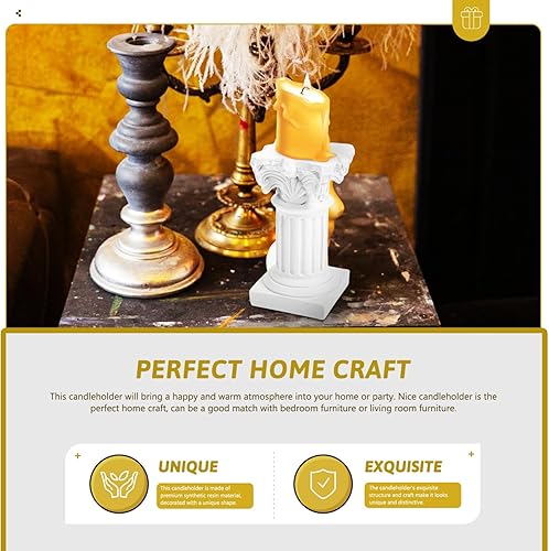 Miniatura 7 de HOMSFOU Portavelas de columnas griegas de resina, estatuas de pilar romano de escritorio, accesorios para fotos, soporte rústico de granja,