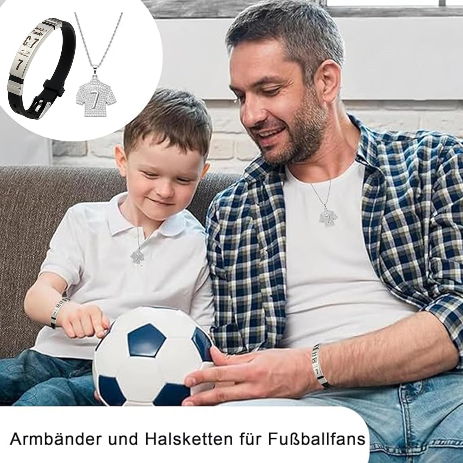 Chaîne et Bracelet de Football pour Garçons - Pendentif Maillot, Collier de Sport pour Cadeau d'Anniversaire