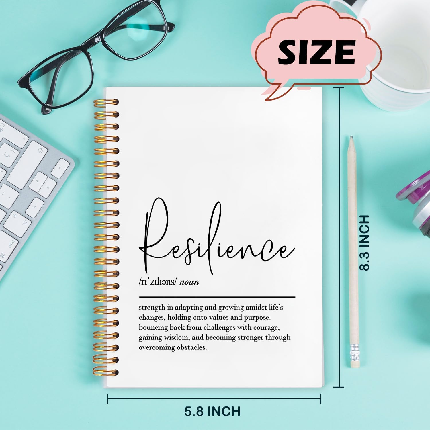 Resilience Definition Inspirational Spiral Notebooks, Motivational Quote Journaling Notebook, Positive Journals for Writing, Resilience Dictionary Notebook for Note Taking, 5.5x8.3 Inch - Image 3
