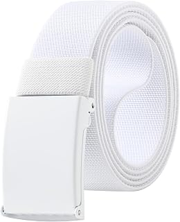 Mile High Life Stretch Canvas Belt for Men, Golf Casual Elastic Web Belt, Top Military Buckle, Adjustable Cut to Fit