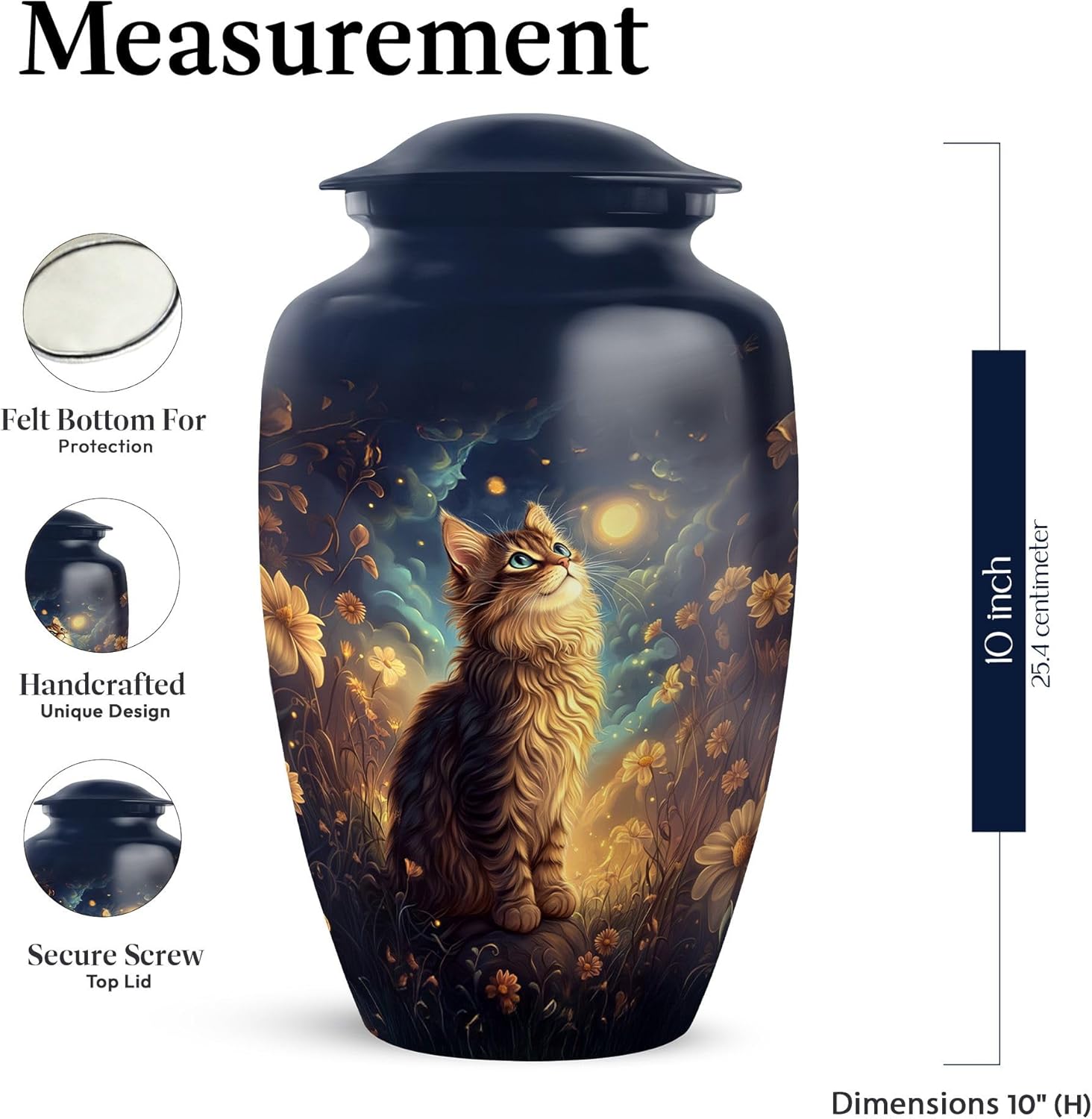 Cat Cremation Urn for Adult Ashes - Funeral Urns for Adult Women - Daisy Flower Mini Decorative Urns for Human Ashes - Funeral Cremation Urn for Female & Male (Set of 5-10", 3")