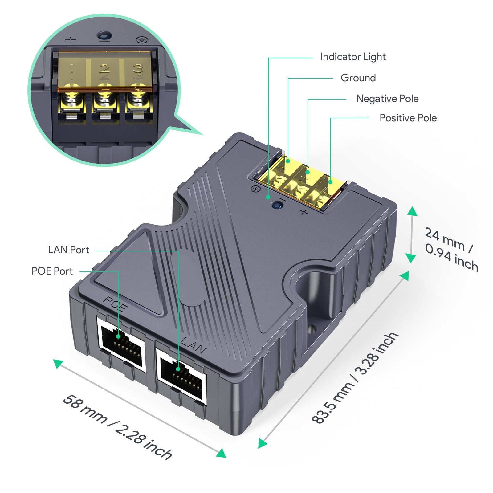 Convertitore RJ45 3 in 1 ripetitore di tensione di potenza per connessione di rete stabile e convertitore Ethernet multi-tensione Internet migliorato