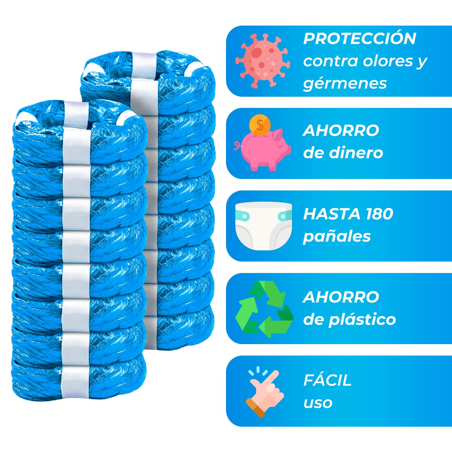 16 Recambios Compatibles con Tommee Tippee Twist & Click, Sangenic Tec, Simplee Sangenic y LitterLocker – Bolsas Perfumadas 4,5 Metros Antiolor
