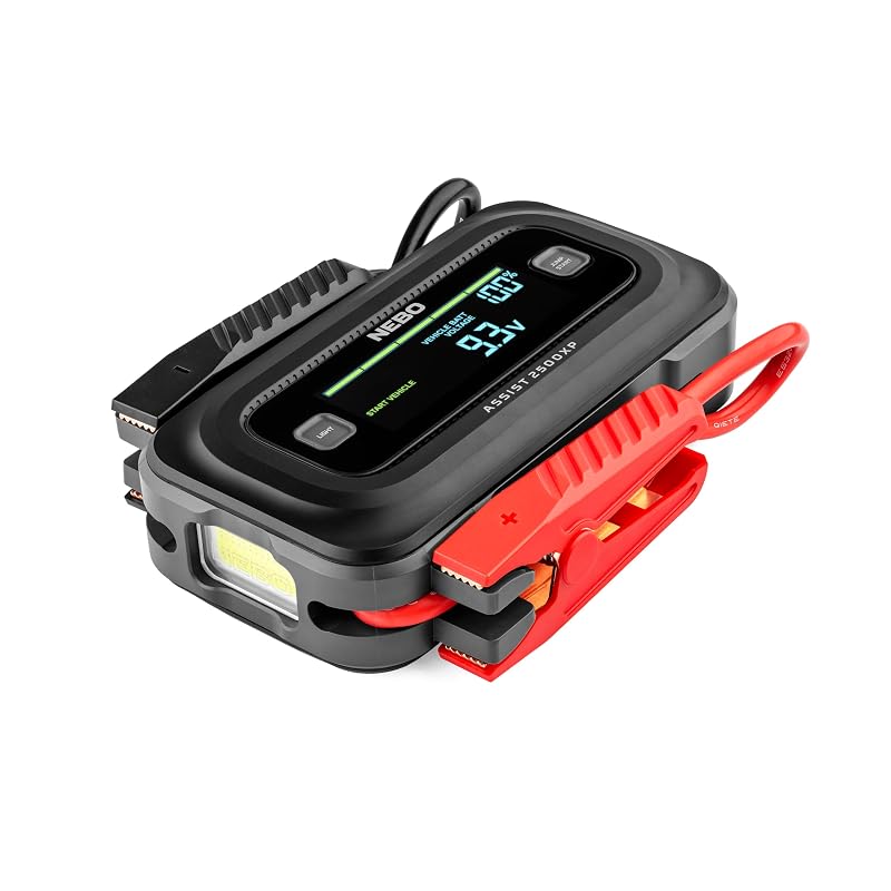 Auxiliar de partida NEBO Assist 2500XP 12 V com banco de energia USB e luz LED, 2500 A