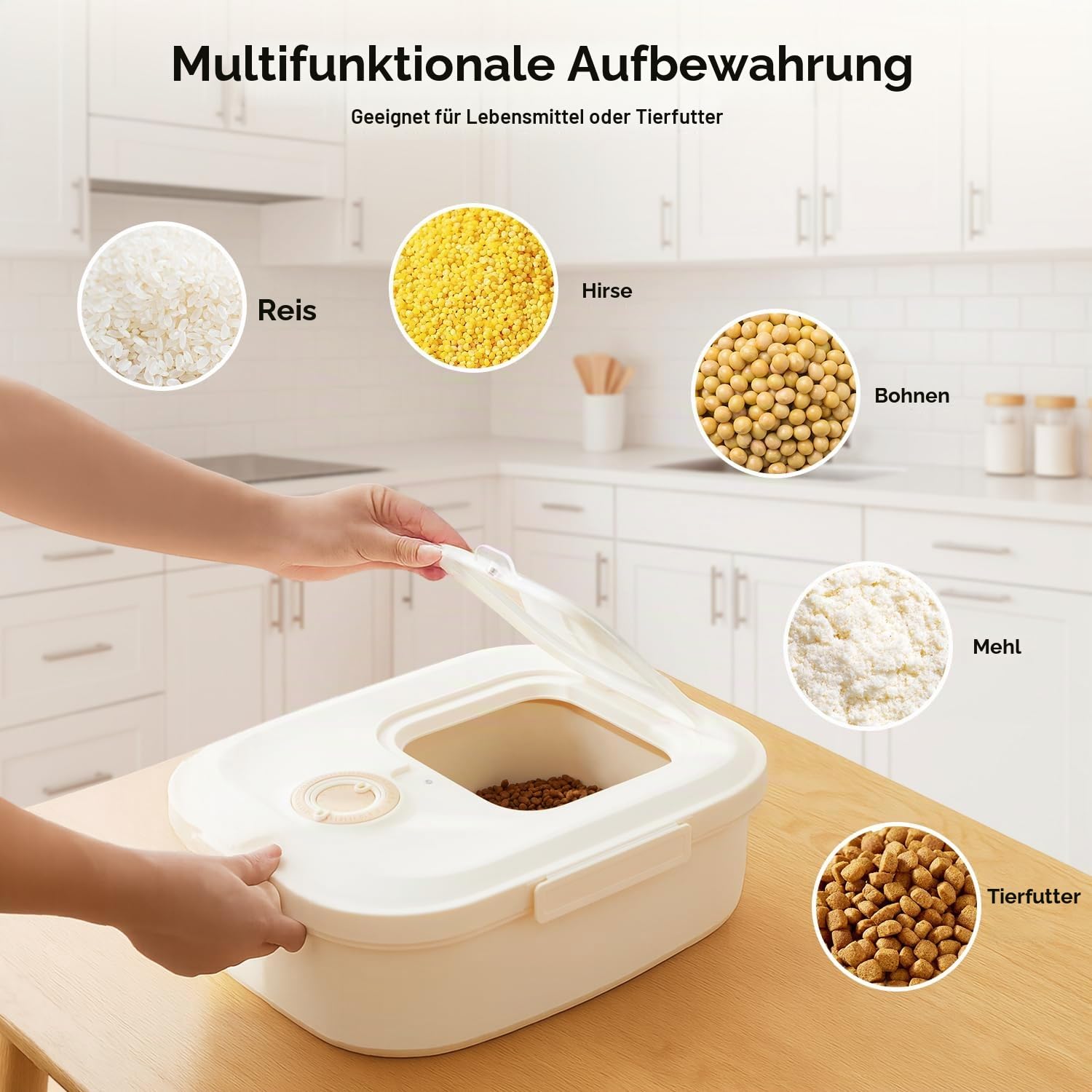 ZOMISIA 47L Hundefutter Aufbewahrung, Hundefutterbehälter bis 22 kg, Khaki