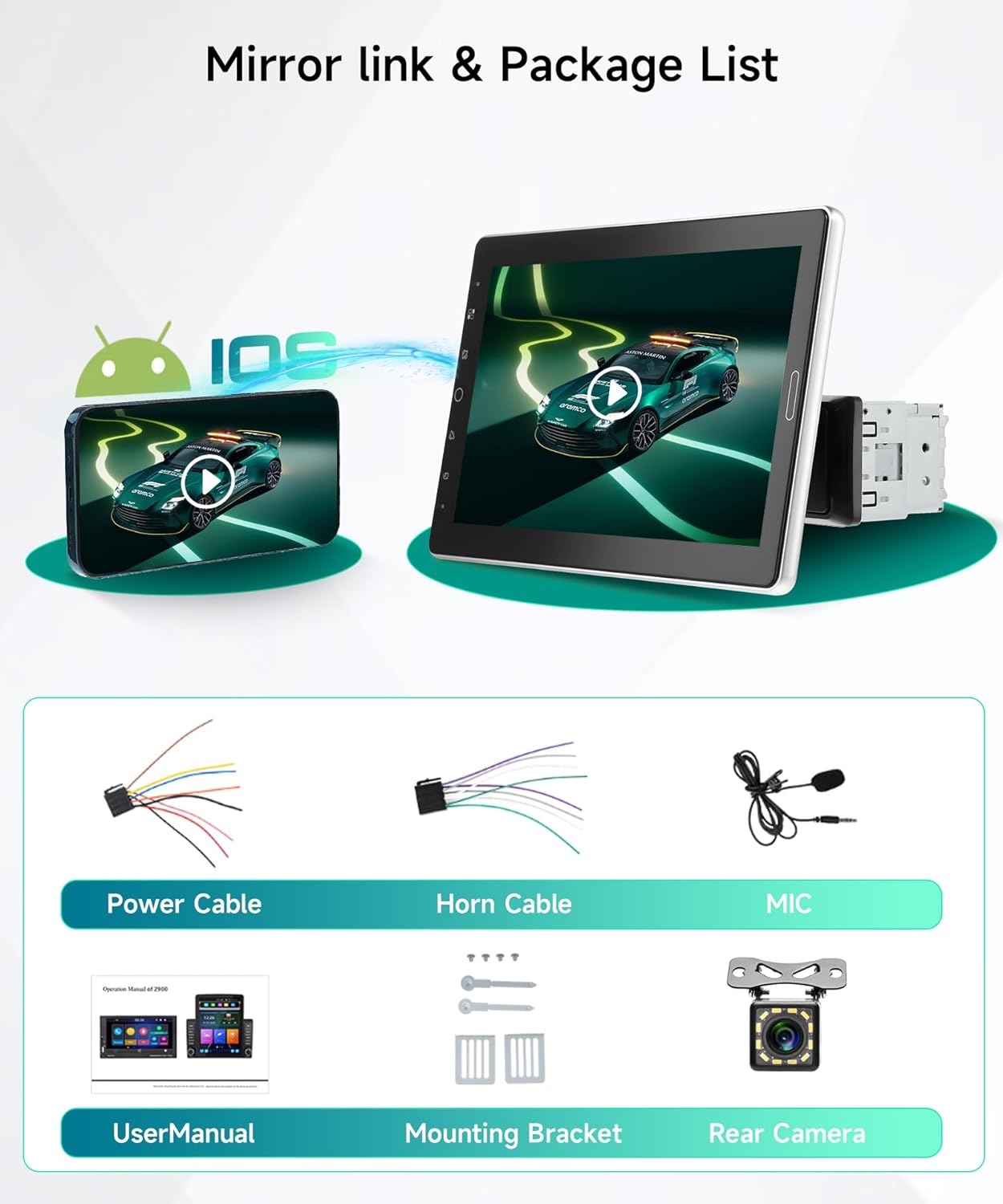 Diagram illustrating the wiring connections for the Sellrich car stereo, including power, ground, ACC, and the reversing camera setup.
