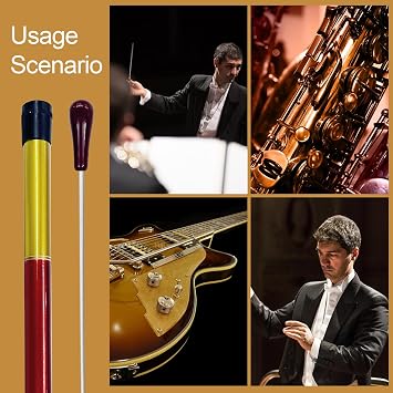 15Inch Red Orchestra Conductor Baton | 38cm, Imitation Agate Handle, Professional Conducting, Performance