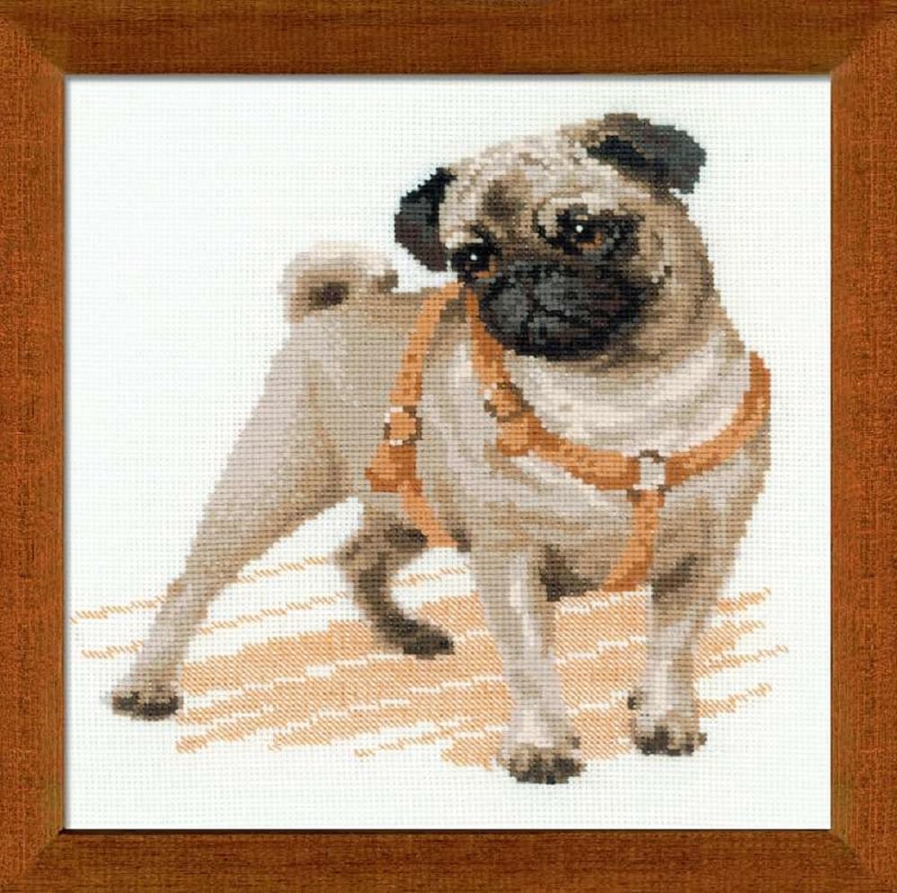 Pug Dog Cross Stitch Kit, Multi-Color