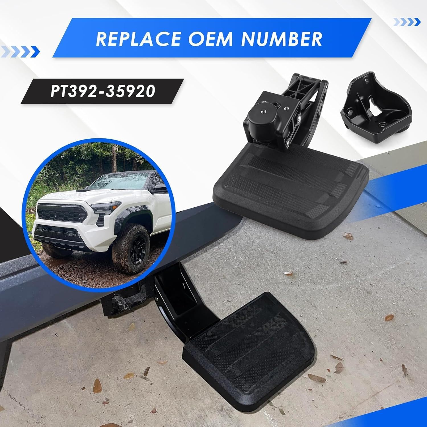 Rear Bed Step Tailgate Bedstep Compatible with Toyota Tacoma 2024 2025, Folding Truck Step Retractable Bumper Tailgate Step Replace pt392-35920