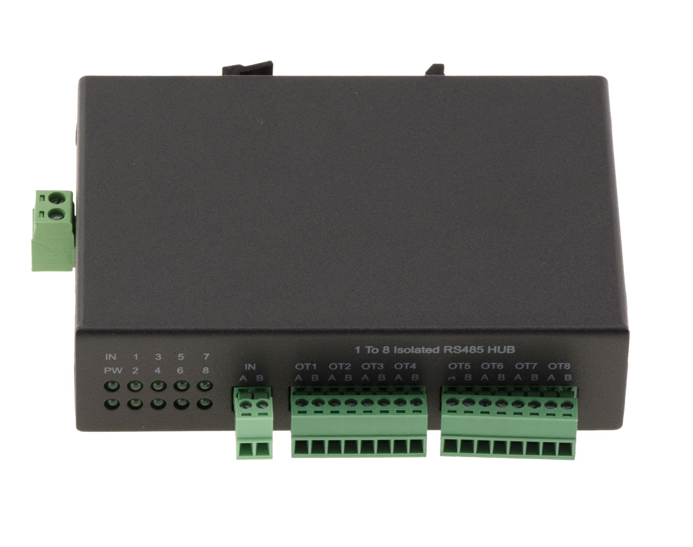 KALEA-INFORMATIQUE Splitterbox vom Typ RS485 zum Kopieren eines 2-Draht-RS-485-Signals 1:1 auf 8 Ausgänge mit fotoelektrischer Eingangs- und Ausgangsisolierung.