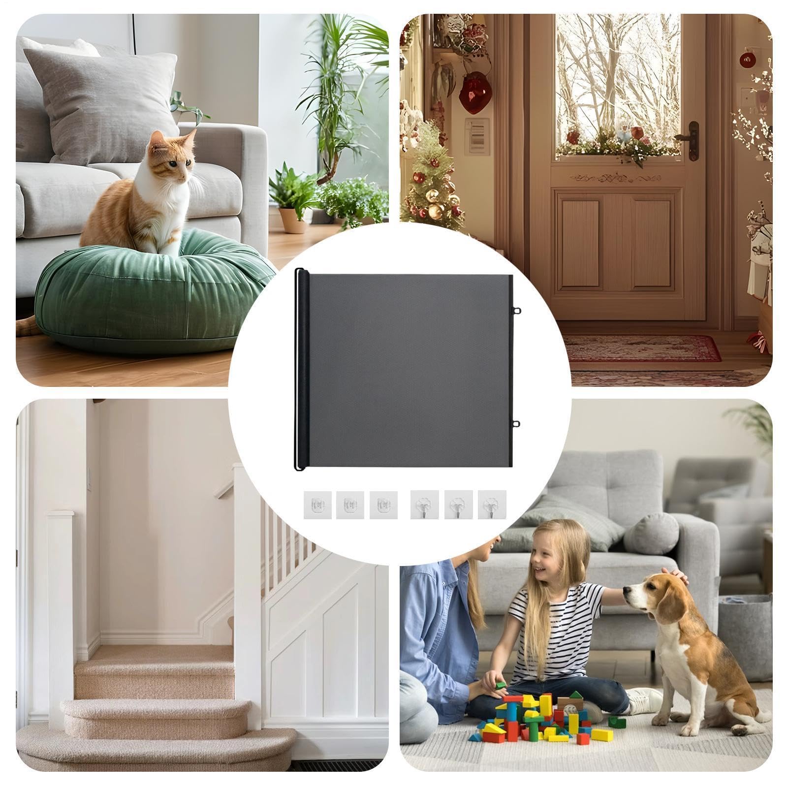 Cancello Retrattile per Cani Barriera A Rete Di Sicurezza Estendibile Per | Cancello Di Sicurezza E Scale Adatto A Esterno, Patio, Giardino, Balcone, , Garage E