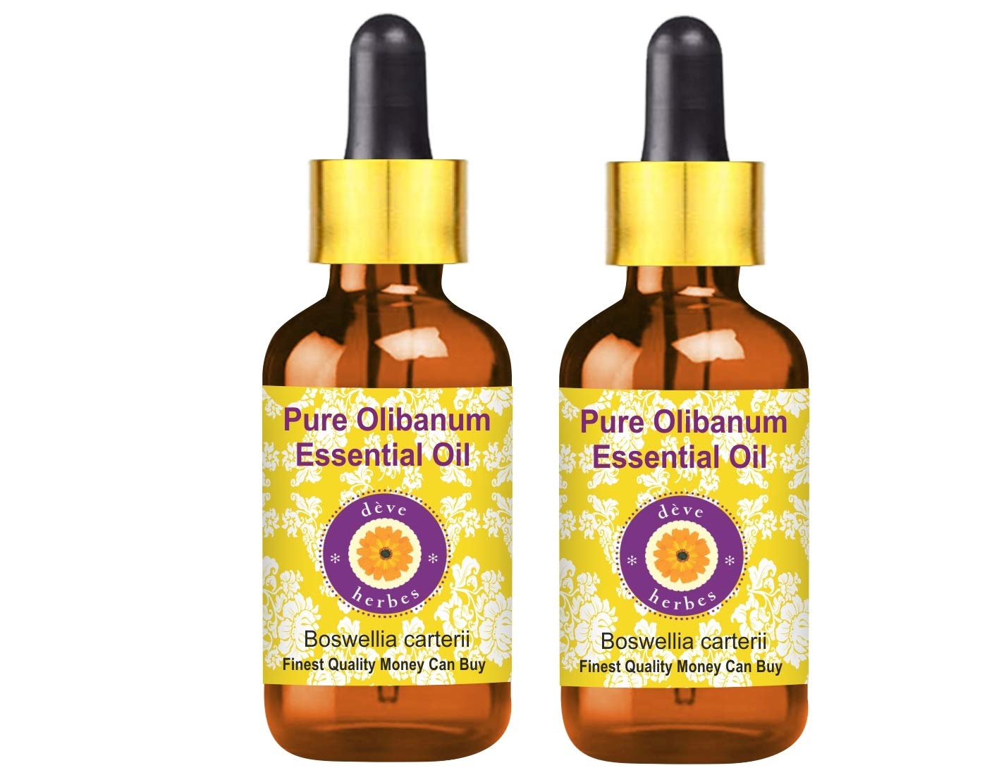 Deve Herbes Pure Olibanum Essential Oil (Boswellia carterii) Non-Sticky | Non-Greasy | for Aromatherapy, Massage & DIY Use | Steam Distilled 100ml X 2 with Glass Dropper