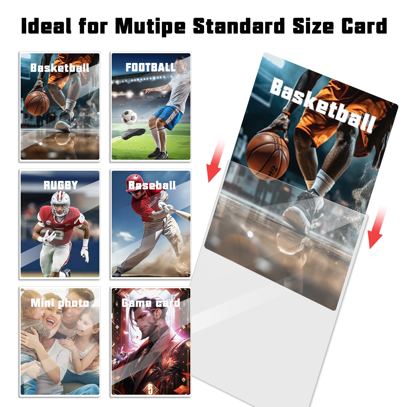600 Counts Card Sleeves, Clear Baseball Card Sleeves, Sturdy Trading Cards Sleeves, Plastic Card Protector for Standard Cards Fit for MTG, Baseball Cards, Sports Cards, Game Cards