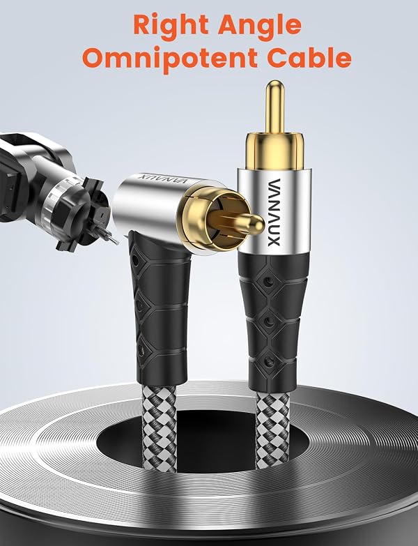 VANAUX 90-Degree Subwoofer Cable,Premium Audio RCA to RCA Cable,(Gold-Plated Connectors, Aluminum Alloy Shell) Ideal for Tight Spaces,Home Theater,Sound Systems (90 Degree to Straight, 15Ft/4.6M) by VANAUX - Image 7