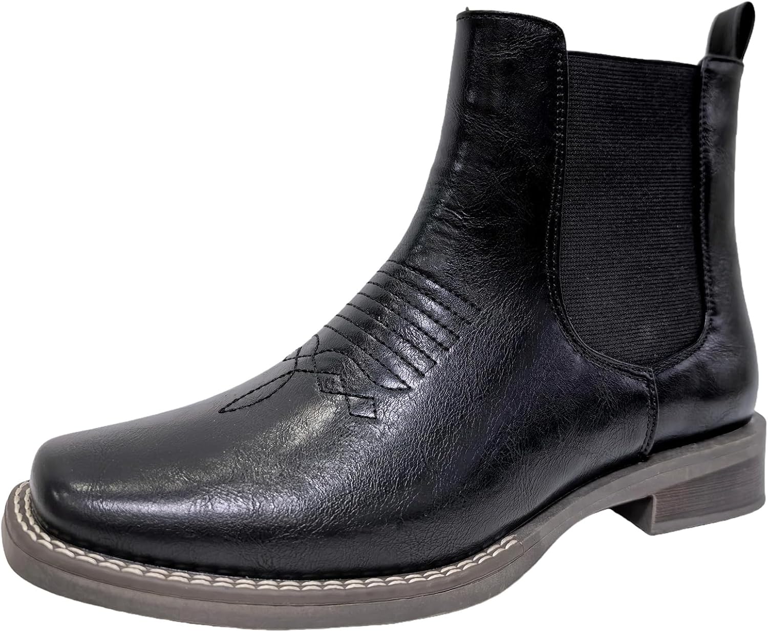 J's.o.l.e Western Cowboy Boots for Men Square Toe Stylish Ankle Chelsea Boots