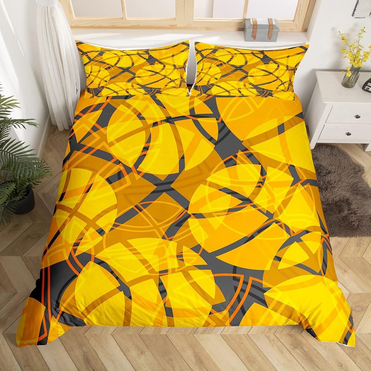 Funda Nordica Cama 90 Juvenil Infantil Baloncesto Funda Nórdica 150x200 Amarillo Set Ropa de Cama 3D Fundas Nordicas de Microfibra Funda Edredon con Cremallera a-9903
