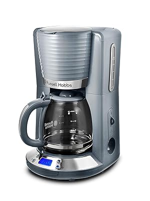 Russell Hobbs Inspire - Cafetera de goteo (jarra cristal, 15 tazas, 1000 W, digital, programable, gris), 24393-56