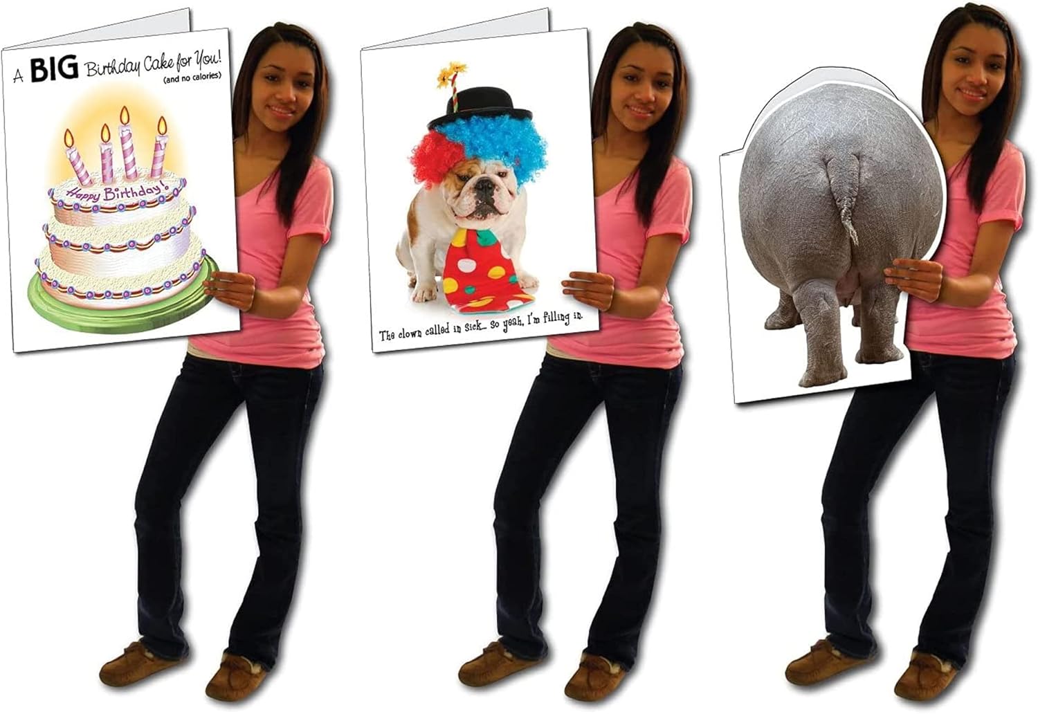 VictoryStore Jumbo Greeting Cards: Big Birthday Cards, Set of 6, 2 Each of 3 Designs, 18 inches x 24 inches with envelopes.