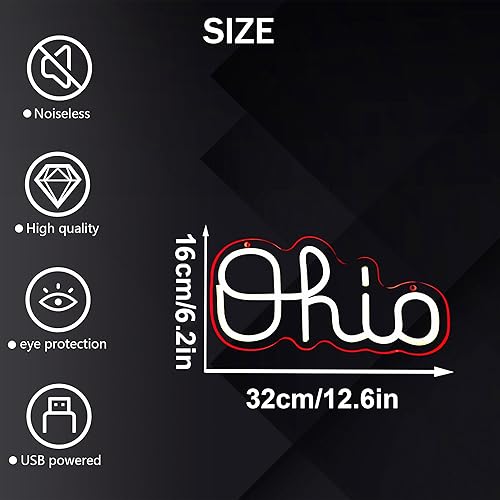 Miniatura 5 de Letreros de neón del estado de Ohio para decoración de pared, letreros LED regulables de Ohio para decoración de bar, dormitorio, decoración de