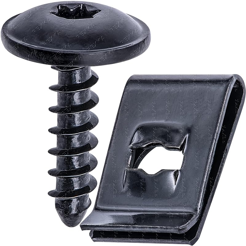 Kit de parafusos Torx T25 e porcas rápidas Rexka M5-2,12 x 19 mm para acabamento e proteção inferior – 20 conjuntos