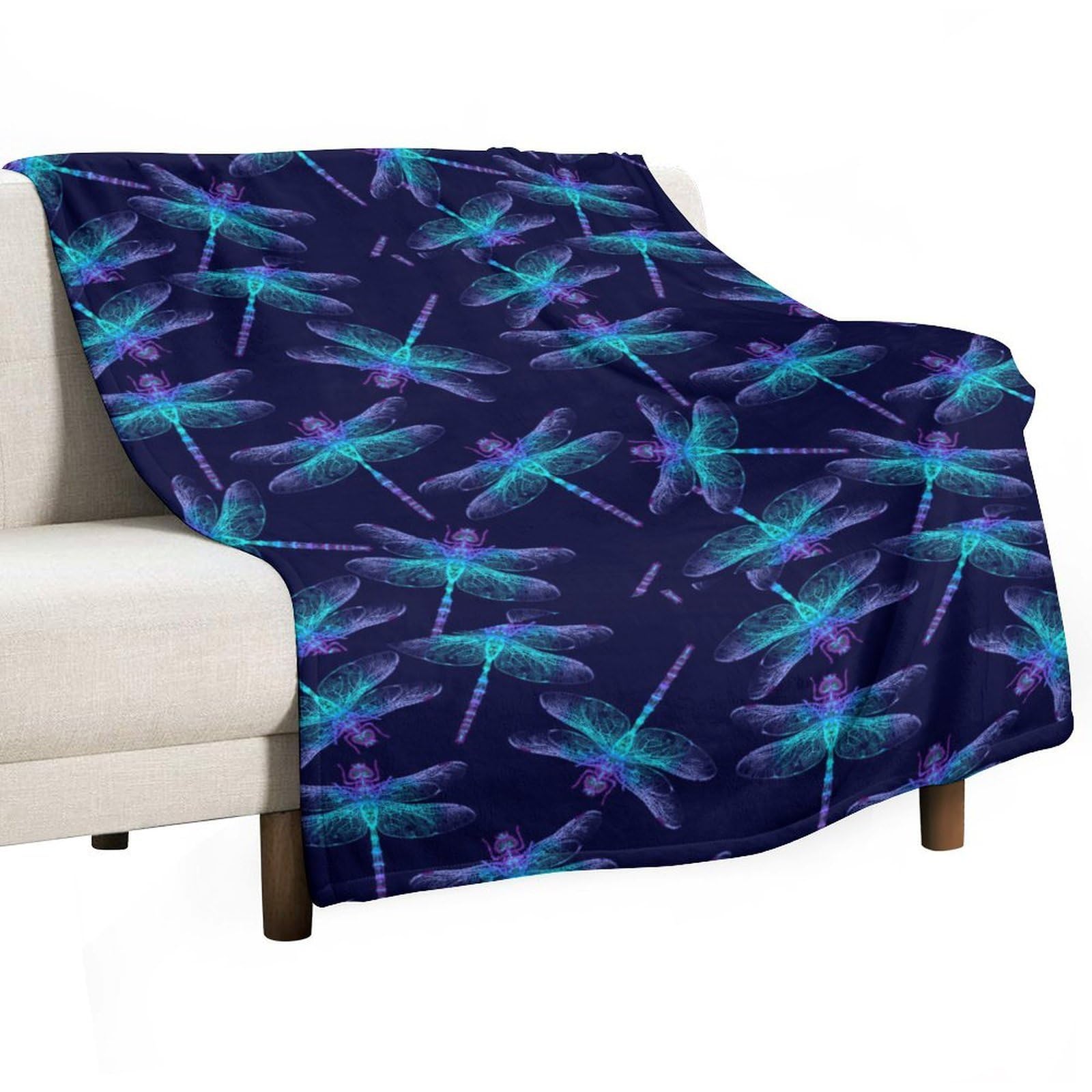 Cgsbngha Style Aurora Dragonfly Flannel Fleece Blanket Lightweight Soft Throw Blankets For Sofa Couch Bed Chair