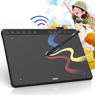 UGEE Wireless Drawing Tablet S1060W, 10X6.27 Inch Larger Graphics Tablet with 12 Shortcut Keys and Battery-Free Stylus, 8192 Pressure Sensitivity Digital Drawing Pad for Android/Windows/MAC OS/Linux