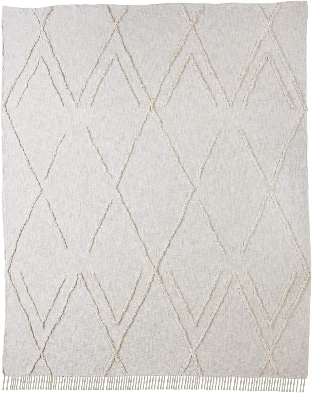 LR Home Solid Ivory Dazzling Diamond King Size Coverlet, 90" x 108", Ivory