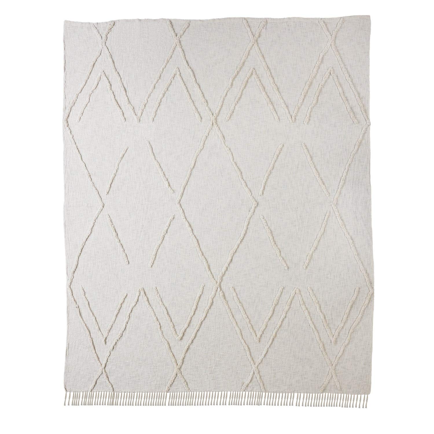 LR Home Solid Ivory Dazzling Diamond King Size Coverlet, 90