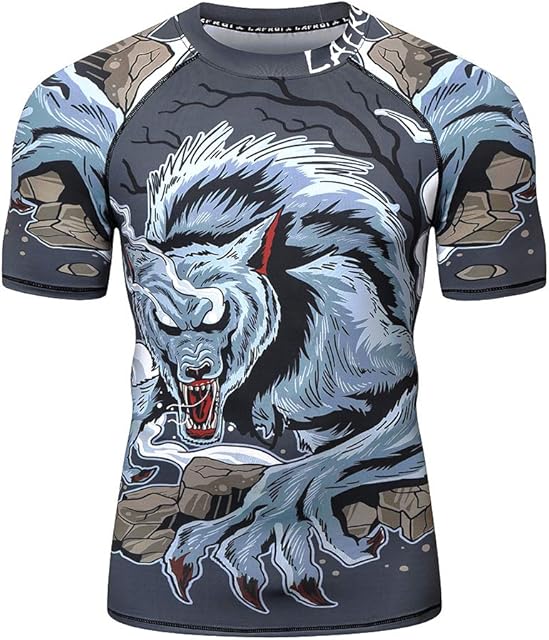 LAFROI Męska koszulka z krótkim rękawem UPF 50 Baselayer Performance Kompresja Koszulka Wysypka Guard-CLY08