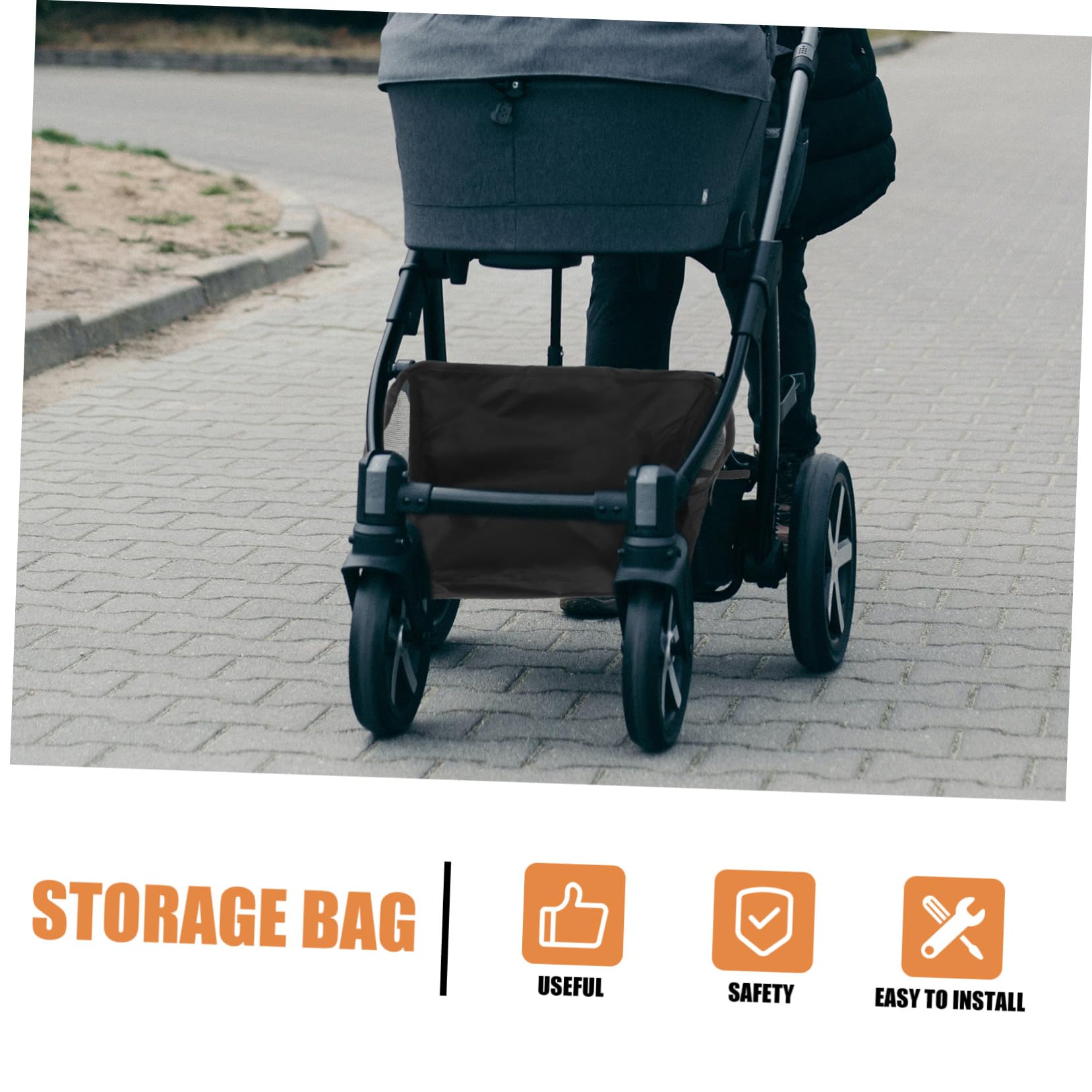 ORFOFE Cestino Inferiore per Passeggino, Borsa Portaoggetti Oxford Nero, Sicura e Multiuso per Viaggio e Shopping