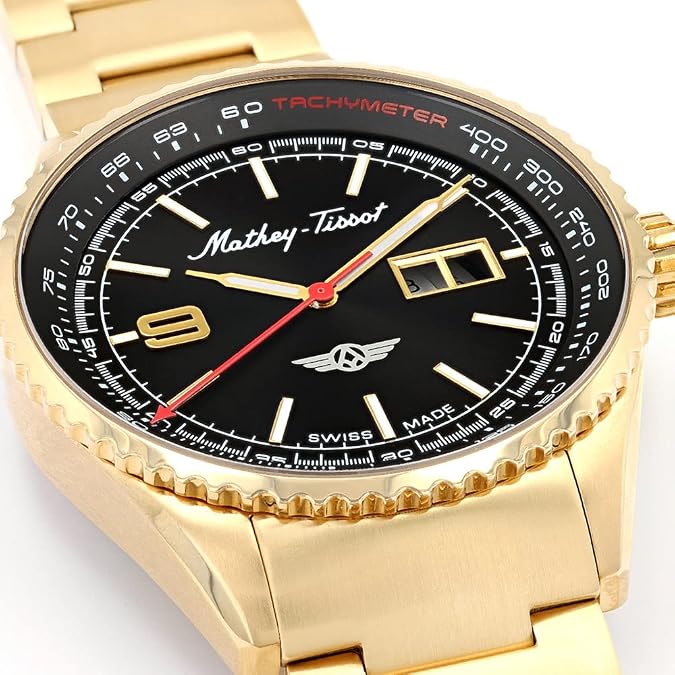 Mathey-Tissot Mens Watch Swiss Quartz Movement, Multi-Function Dial, Precision Timekeeping, Durable Construction, Everyday Style, Casual and Functional Timepiece for Men