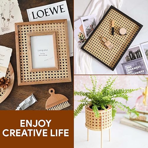 Miniatura 5 de Rollo de correas de caña de ratán natural, malla hexagonal de 5 pies, malla de caña pretejida de 12 pulgada, mimbre de tejido abierto para silla de