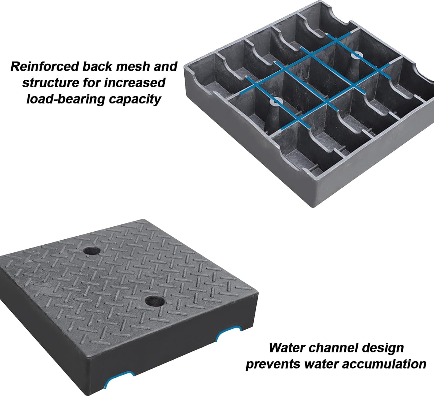 Waterproof Floor Pallet, Rubber-Plastic Pallet for Basement Storage, Lightweight,Ventilation, Static Load Capacity 880 Lbs, for Basement Garage Supermarket(8cm/3in)