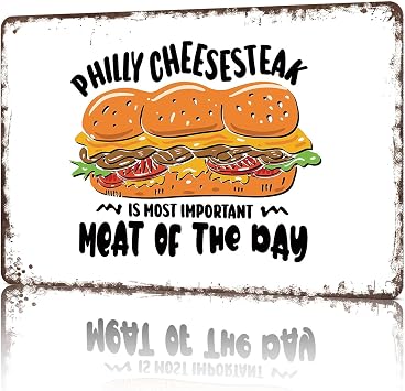 Funny Vintage Metal Signs Philly Cheesesteak -Tin Sign Poster For Home Room Garage Office Decor 8x12inch