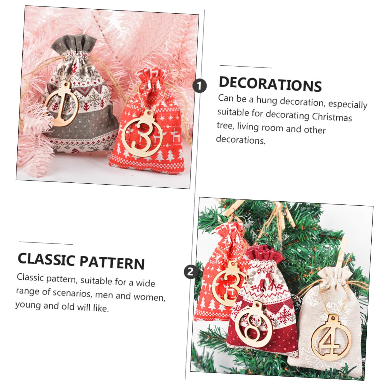 HONITANO Sachet Cadeau à Cordon Jute Doré pour Noël à et Friandises Décorations Suspendues pour Arbres et